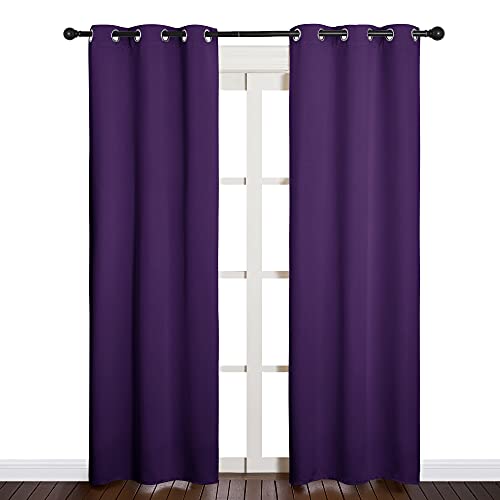 NICETOWN Blackout Curtain Panels for Kids Room, Triple Weave Home Decoration Thermal Insulated Solid Ring Top Blackout Curtains/Drapes (Set of 2, 34 x