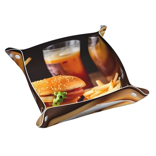 Plateau de valet en cuir pour hamburger - Pour téléphone, clés, bijoux, montres et lunettes - 2 tailles