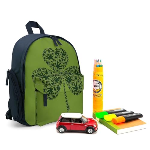Clover Pot Leaves Cute Backpack Lightweight Mini Shoulder Bag Travel Daypack for Camping Picnic Blue-style3