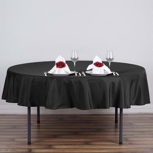 Efavormart 90" Round Black Wholesale Linens Polyester Round Tablecloth for Wedding Banquet Restaurant