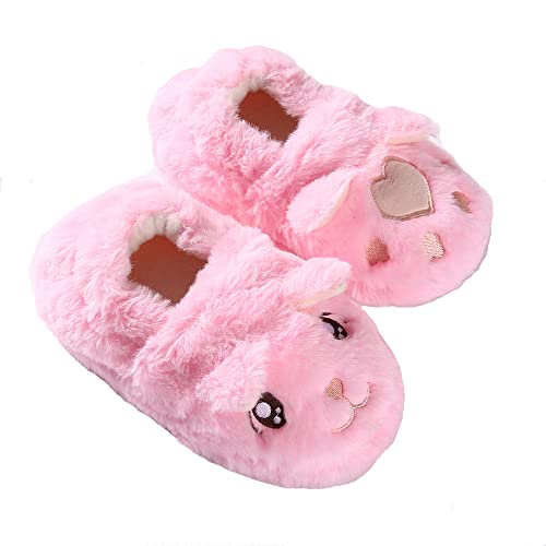LZSYC Girls Cute Warm Slipper In Winter, Pink/Cat, 5-6 Toddler