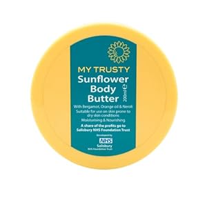 My Trusty Sunflower Body Butter, Suitable for Dry Skin and Skin Prone to Eczema, Vegan Friendly with Natural Ingredients, Bergamot Orange & Neroli Scent, 200ml