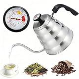 Bollitore a collo di cigno, bollitore in acciaio inox con termometro Pour Over con beccucc...