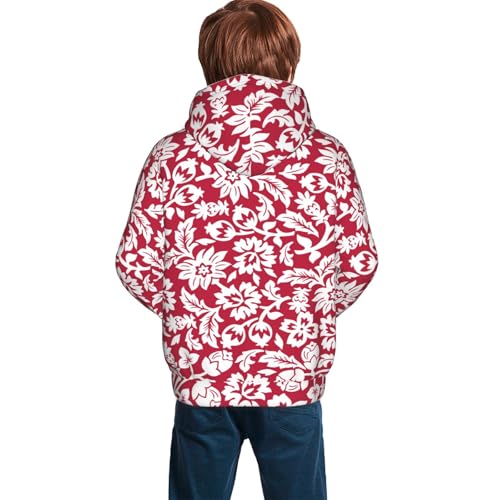 Red Flowers Kid Hoodies Boys Sweatshirts Girls Pullover with Pocket4