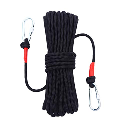 orgphys Climbing Rope 8mm 64FT Safety Rope with Built-in Steel Wire Core for Fire Rescue, Escape, Emergency, Spare Rope (Black)