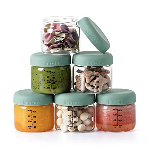 Image of haakaa Baby Food Storage Containers with Silicone Lid, Baby Food Storage Jar Set, Freezer and Microwave Safe, 6PCS 4.2oz