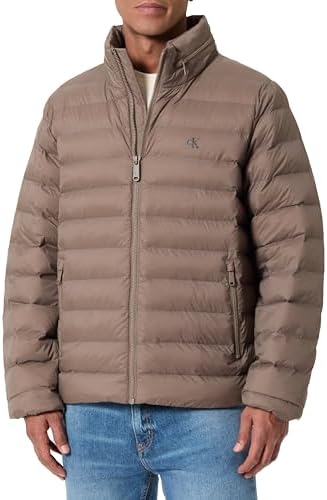 Calvin Klein LS NYLON LT WT HOODED FZ PUFFER Erkek Ceket, Gri, XL - Görsel 1
