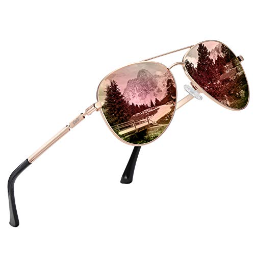 Image of DUCO Aviator Sunglasses for Men Women Vintage Polarized Sun Glasses Mirrored Lens Metal Frame Designer Shades 3025K