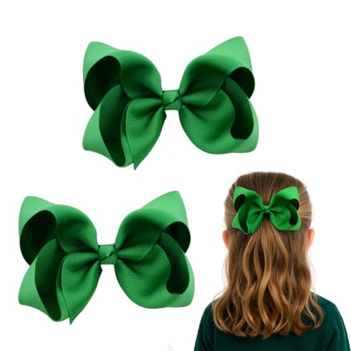 2Pcs Green Hair Bow Clips for Women and Girls Elegant Spring Summer Hair Accessories Bowknot Barrettes for Daily Wear School Party Valentine and Coquette Styling (2Pcs Green)