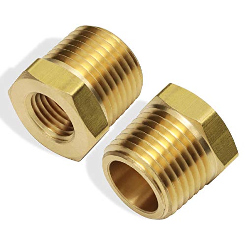 Boeray 2Pcs 1/2 Inch Npt Male To 1/4 Inch Npt Female Reducer Brass Pipe Hose Tube Fitting Reducing Hex Head Bushing Adapter Convert #TOP5