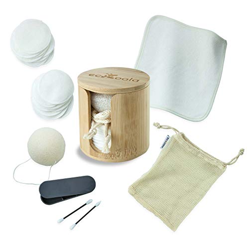 ecKoala® Set Desmaquillante – 16 Discos Desmaquillantes Lavables + caja de Bambú + Toallita Desmaquillante de Fibra… - Imagen 3