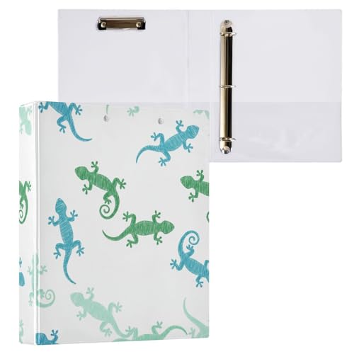 ALAZA Lizard Blue Funny Cute 3 Ring Binder Holds of 200 Sheets Fits Letter Sized Paper D-Ring Organizer for School Home Work Office 1 Pack