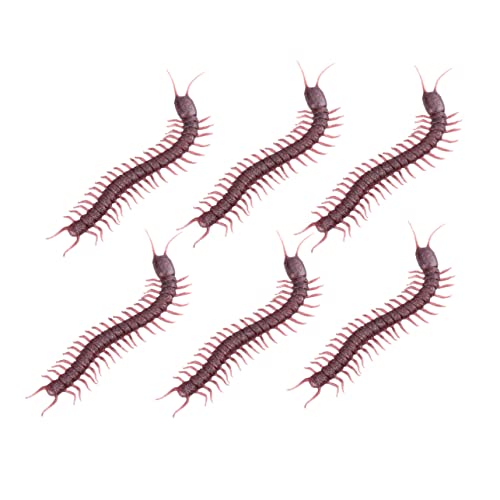 VICASKY 6pcs Dark Red Fake Centipede Halloween Tricky Props Latex