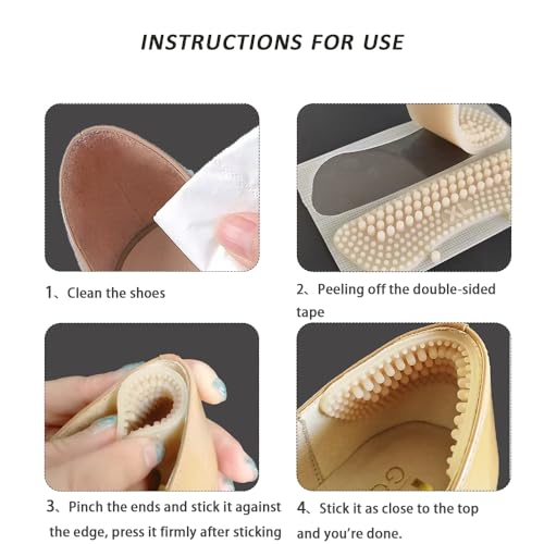 Image of 6 Pairs Silicone Heel Pads & Grips for Shoes - Anti Slip Heel Protectors with Bump Design,Transparent Black Nude, Sticky Adhesive Backing, Universal Fit for Heels Sneakers Boots (Thickness:0.08in)