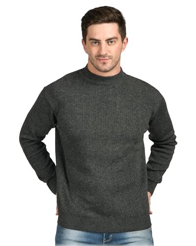 Image of Men Woolen Round Neck Solid Striped Design Pullover Heavy Rainbow Fabric Winter Wear Pure Wool Cardigan for Men Fully Warm Pullover Free Sizes