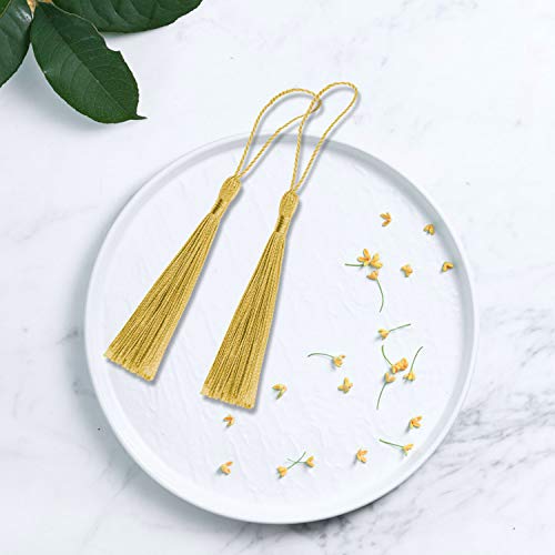 Vapker 30 Pieces Gold Tassels 13Cm/5-Inch Silky Handmade Soft Mini Tassels Floss Bookmark Tassels With 2-Inch Cord Loop For Jewelry Making, Diy Projects, Bookmarks #TOP4