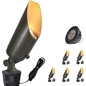 COLOER Brass Low Voltage Landscape Spotlight(Black) 1-Pack with 5W Aluminum Housing MR16 LED Bulb 2700K 450LM CRI85+,12V AC/DC Outdoor Uplighting, Directional Garden Patio Spot Up Light(101B