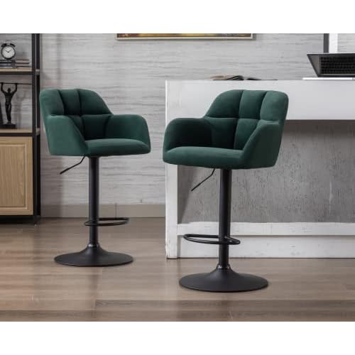 CIMOTA Modern Bar Stools Set of 2 Upholstered Bar Height Tall Stools for Kitchen Island, Leather Counter Height Barstools Island Chairs with Back and Metal Footrest for Home Bar/Pub, 30 Inch
