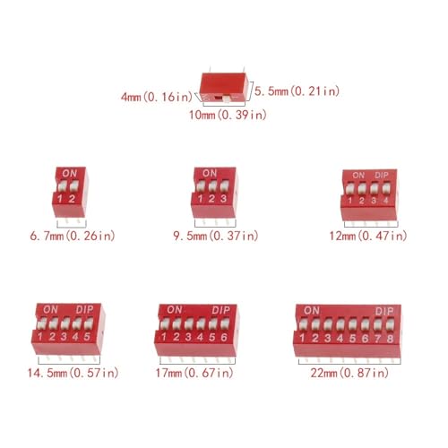 Interrupteur à bascule rouge et kit mixte DIP switch pour prototypage - 6