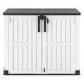 LHBGO Horizontal Storage Shed, Outdoor Resin Storage Shed 36 Cu. Ft. Garden Extra Large Capacity Weather Resistant Storage Box, Lockabl Waterproof Shed for Garbage Cans, Garden Tools, Light Gray