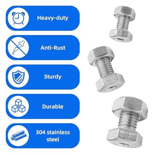 Image of 15pcs Hollow External Hexagon Screw, M6 /M8 /M10 Cylindrical Hollow Bolt, 304 Stainless Steel Lamp Threading Screws Through Hole Bolt with Nut, Screw Length:16mm
