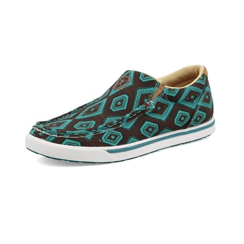 Image of Twisted X Women's Women's Southwestern Pattern Casual Kicks Slip-On Shoes - WCA0058 11 M US Chocolate /Turquoise