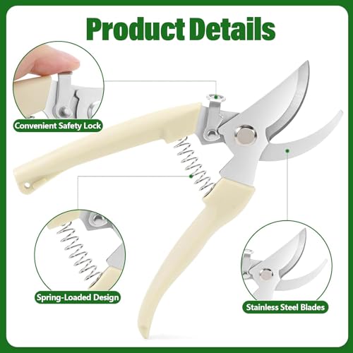 2 Pcs Garden Pruning Garden Secateurs Hand Pruners Pruning Shears for Branches, Flowers,Fruits Picking, Trimming Plants, Bonsai, Gardening Gifts for Women&Men - Image 3
