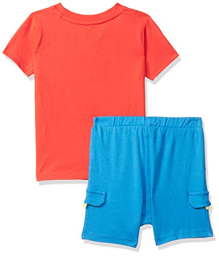 Image of miniklub Boys Red & Blue Printed T-Shirt With Shorts