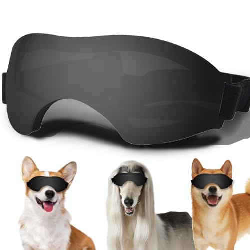 Mittelgroße Hundesonnenbrille, Hundebrille mit verstellbarem Riemen, UV-Schutz, winddicht, geeignet für mittelgroße Hunde, Haustierbrillen, Augenschutz