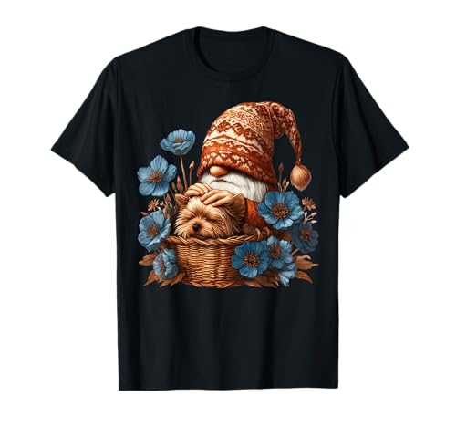 Yorkshire Terrier Gnome Dad For Flower Lover And Yorkie Mom T-Shirt