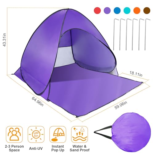 Carpa de Playa Pop Up con Protección UV para 2-3 Personas miniatura 4