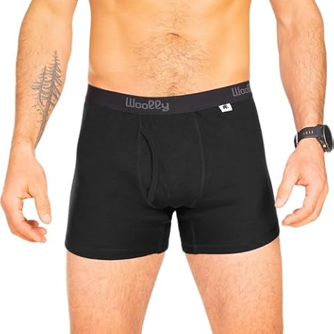 Premium Stink-Free Mens Merino Wool Boxer Brief, 5" Inseam - Black - L Cover
