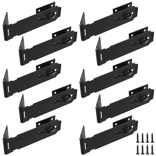 Image of HOZEON 10 PCS 5 Inch Shed Door Hasp Latch, Stainless Steel Hasp Lock,Padlock Latch Hasp for Gates, Cabinets, Doors, Closets
