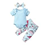 VINUOKER Preemie Newborn Baby Girls Outfits Set Infant Girl Dinosaur Clothes Premature Girl Bodysuit Pants Sets For Summer