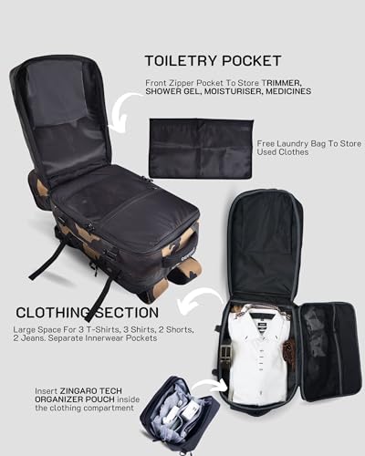 Image of Zingaro Combo Large 40l Travel Lapotp Bag For Men Women Laptop Backpack For Men Women Tech Organizer Pouch