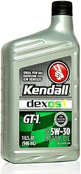 Kendall Genuine GT-1 DEXOS1 5W-30 Motor 1060949 Oil Ideal for All Gasoline GM Vehicles - 1 Quart Bottle