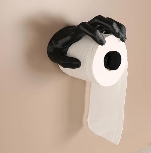 Toilet Paper Holder Gothic,Toilet Paper HolderEasy to Install Toilet Paper Holder in BathroomFun Bathroom Decor, 3D Ghost Hand Toilet Paper HolderHalloween Decor Suitable for Large Paper Rolls(Black)