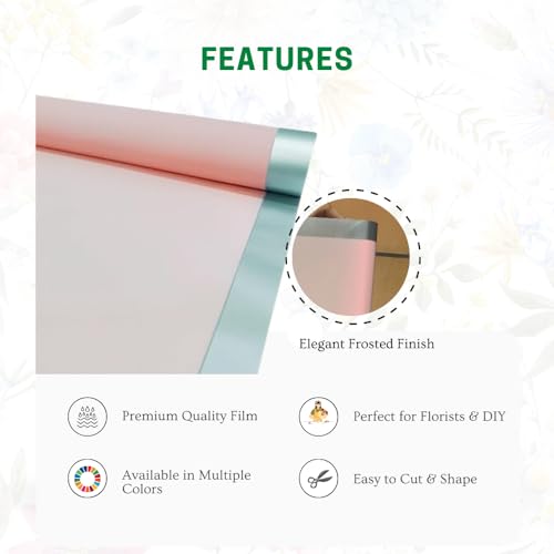 Image of Oasis Gift Wrapping Frosted Cellophane Roll For Multipurpose Hamper Packaging & Flower Bouquet Wrapping 80cmx25mtr 1 No Frosted Film Roll (y) Pink Silver)