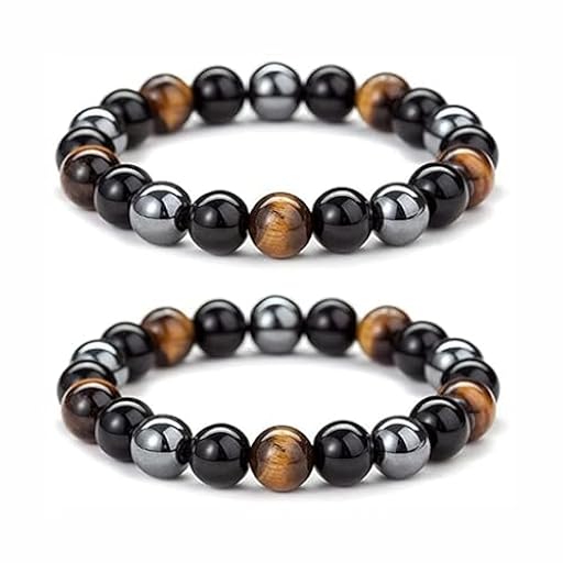 KOMUNJ 2 pulseras de obsidiana, turmalina negra y hematita, triple protección, pulseras de piedra natural para amigos, mujeres, marido | Ya disponible en tu tienda friki favorita! En mundofriki.es!