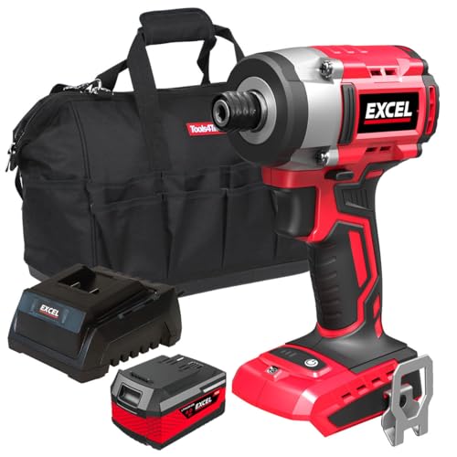 Excel 18V Cordless Brushless Impact Driver with 1 x 4.0Ah Battery Charger & Bag - Brushless Motor, Power Tools Combo Kits, 1/4 Chuck, Excel Dril, 18v Impact Driver, Drill Driver