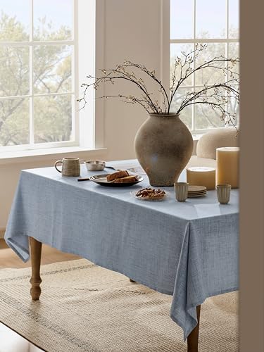 Linen-Tablecloth-for-Rectangle-Table-60×104-Inch-Blue-Farmhouse-Style-Blue-Tablecloth-Water-Resistant-Burlap-Tablecloths-for-Dining-Table-Farmhouse-Kitchen Linen Tablecloth for Rectangle Table 60×104 Inch Blue Farmhouse Style Blue Tablecloth Water Resistant Burlap Tablecloths for Dining Table Farmhouse Kitchen