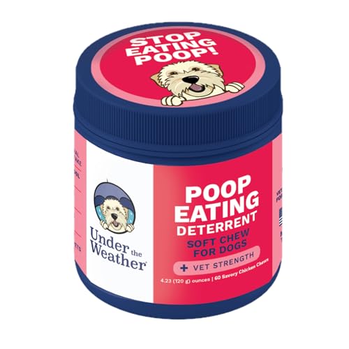 Under The Weather Pet No Poo Chews for Dogs | Vet Formulated Poop Eating Deterrent for Dogs | Canine Daily Chews to Help Stop Eating Poop | Coprophagia Support Supplement for Pups | 60 Count