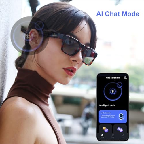 Image of OhO sunshine AI Smart Glasses for Men & Women, Bluetooth Smart Sunglasses with Open Ear Audio & ChatGPT Real-Time Translation (165 Languages), Smart AI Glasses with 10H for Meeting Travel Daily Wear