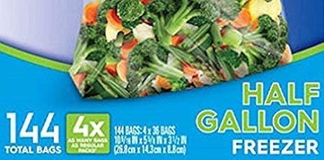 ZiplocHalf Gallon Freezer Bags (4 boxes of 36 bags - Total of 144 bags)