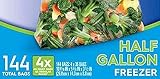 Ziploc Half Gallon Freezer Bags (4 boxes of 36 bags - Total of 144 bags)