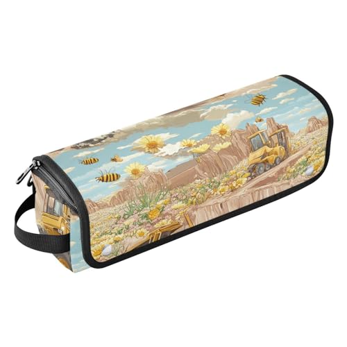 Bolsa de viaje para herramientas de cabello con tapete resistente al calor y organizador impermeable para planchas y rizadores, diseño de camión de construcción Bulldozer Desert miniatura 1