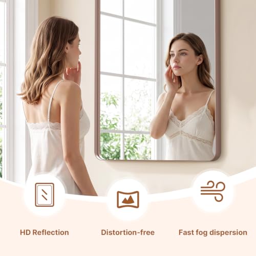 Image of Kosmonia 32x24 Inch Bathroom Vanity Mirror Brushed Rose Gold