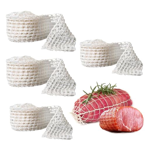 Tubo de envoltura de carne, red de alimenticio, rollo de malla fuerte con función de agarre flexible, red de cocción elástica para hacer salchichas y aves de corral durante aplicaciones de