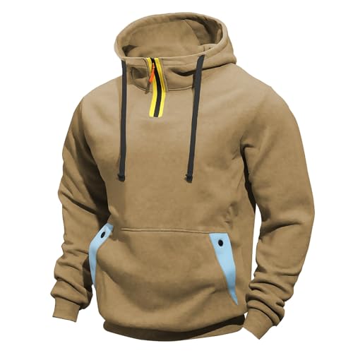 Workout Hoodies for Men Quarter Zip Casual Loose Fit Tactical Hooded Sweatshirts Mock Turtleneck Pullover Tops4
