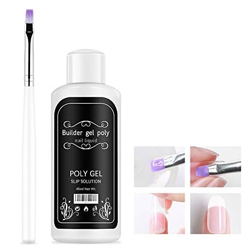 Ownest nagelförlängning gellösning, snabb poly gel glidlösning, nagelförlängning gel flytande lösning, nagelgel flytande förlängning, nagelgelbyggare, för nagelkonst gör-det-själv nagel, innehåller en borste – 45 ml